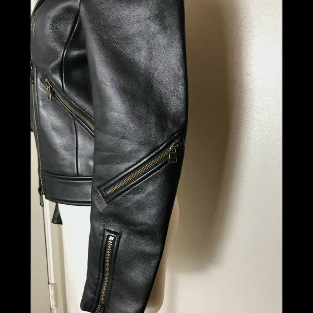 Coach Brown Sheepskin Leather Moto Jacket - image 7